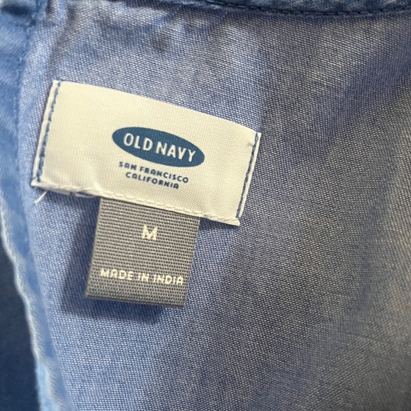 Old Navy Blue Chambray Made in India Embroidery Knee Length Dress Size Med. EUC - Picture 5 of 6